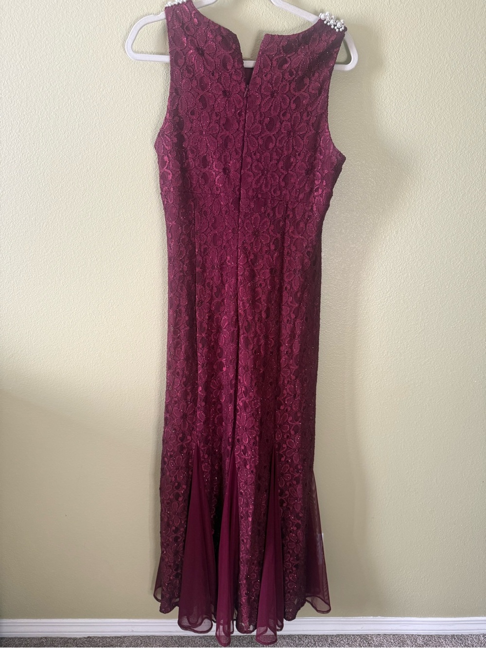 R& M Richards Embellished Burgundy Evening Gown - Women's Dress - Picture 6 of 8
